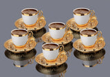Turkish Golden Coffee Cups and Saucers Serving Set Ceramic Coffee Mugs Best for Home Decor Demistasse Porcelain Coffee Set