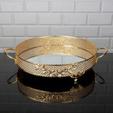 Service Round Tray Golden Silver Big Medium Small Hurrem Turkish Ottoman Style Plate Cake Glass Cookie Sweet Dessert