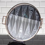 Serving Round Glass Mirror Tray Silver Golden Turkish Ottoman Style Plate Cake Bell Jar Glass Cookie Macaron Sweet Dessert