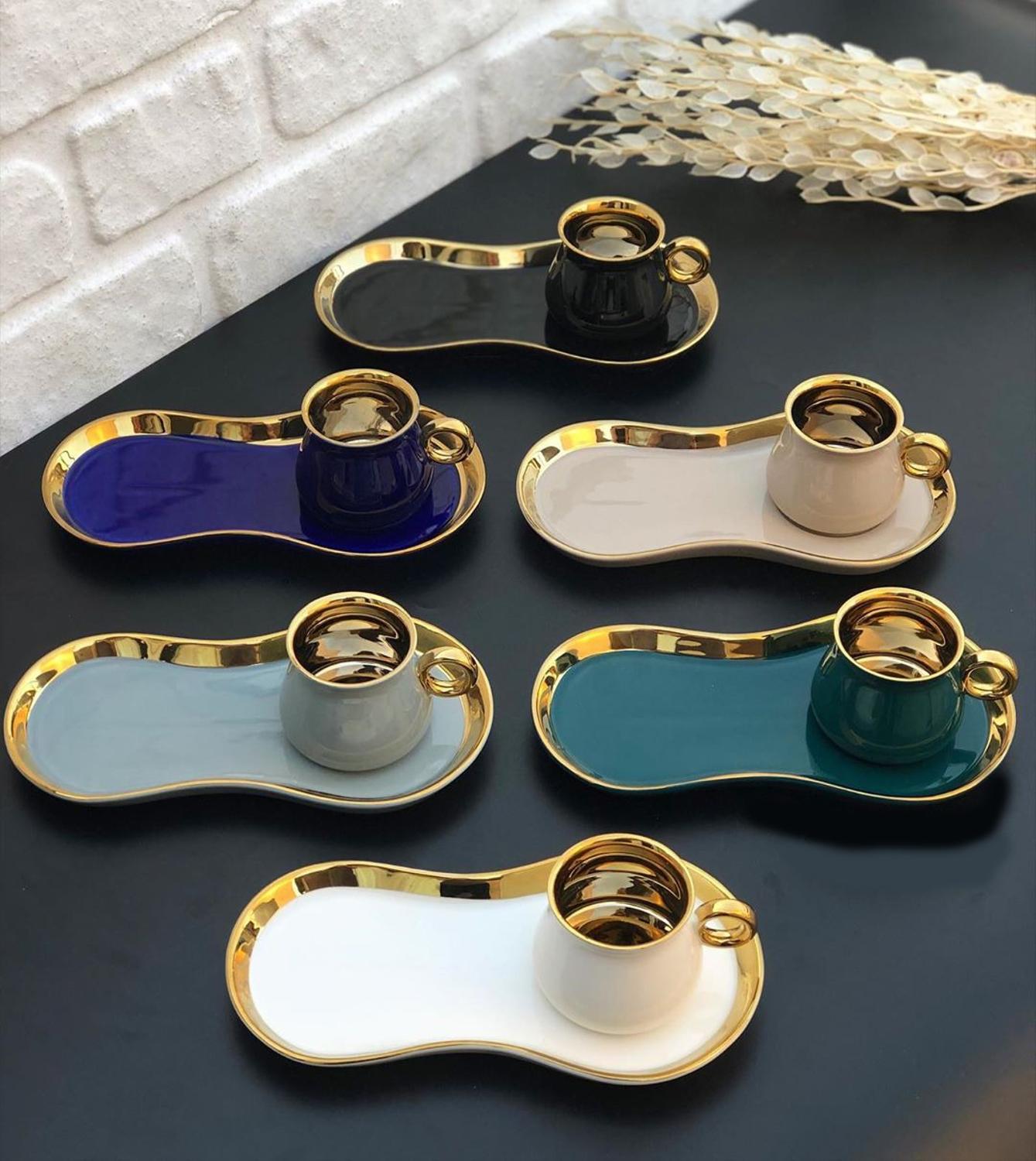 Porcelain Coffee Cups and Saucers Set Luxury Ceramic Coffee Mugs Best for Home Decoration Demistasse Coffee Set