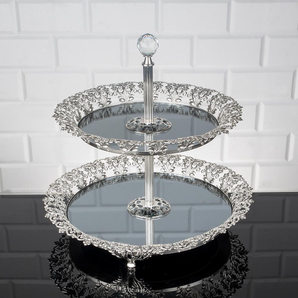 Service Tray Plate Rhinestones 2 Floor Cookie Macaron Sweet Dessert Serving Tray