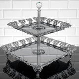 Serving Tray 2 floors Rhinestones Use the Cookie Plate Golden Silver Big Small Square