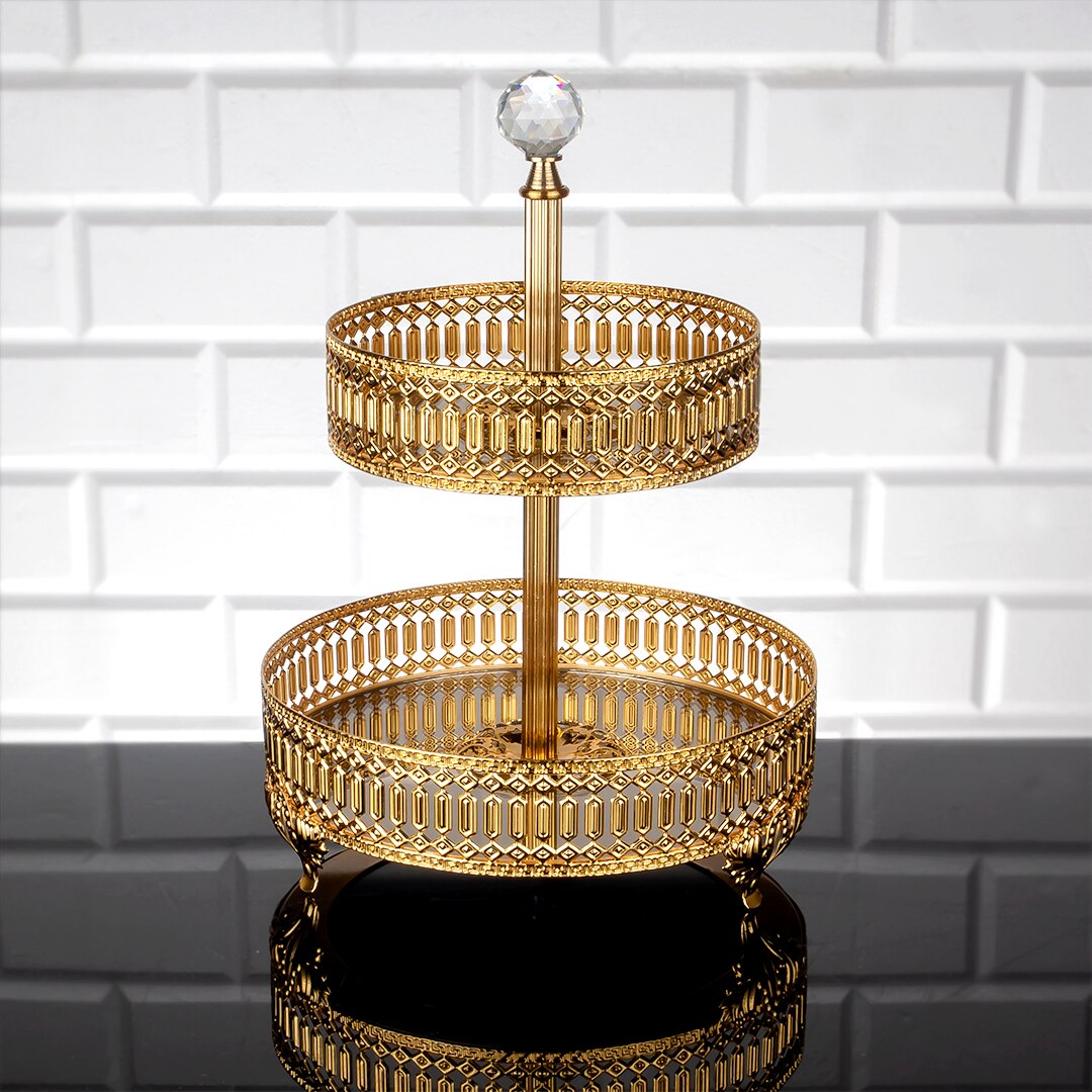 Service Tray Plate Rhinestones 2 Floor Cookie Macaron Sweet Dessert Serving Tray