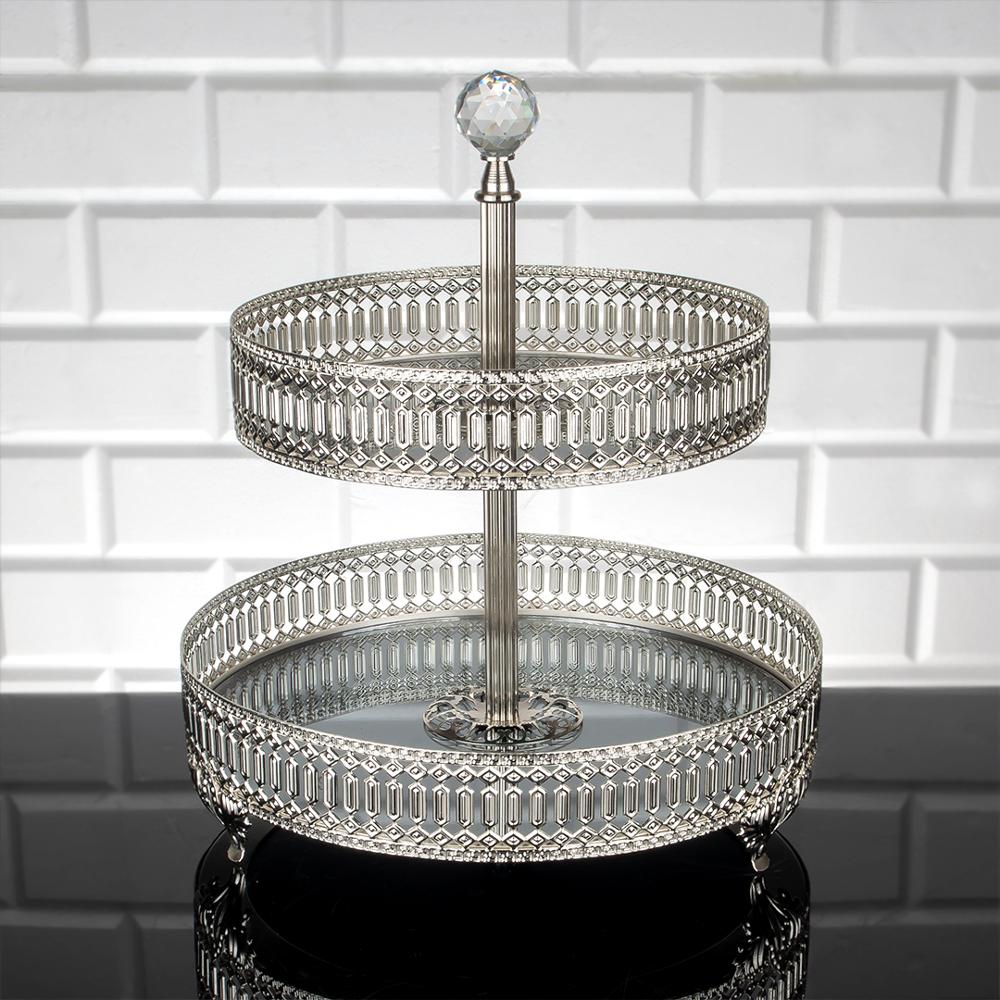 Service Tray Plate Rhinestones 2 Floor Cookie Macaron Sweet Dessert Serving Tray