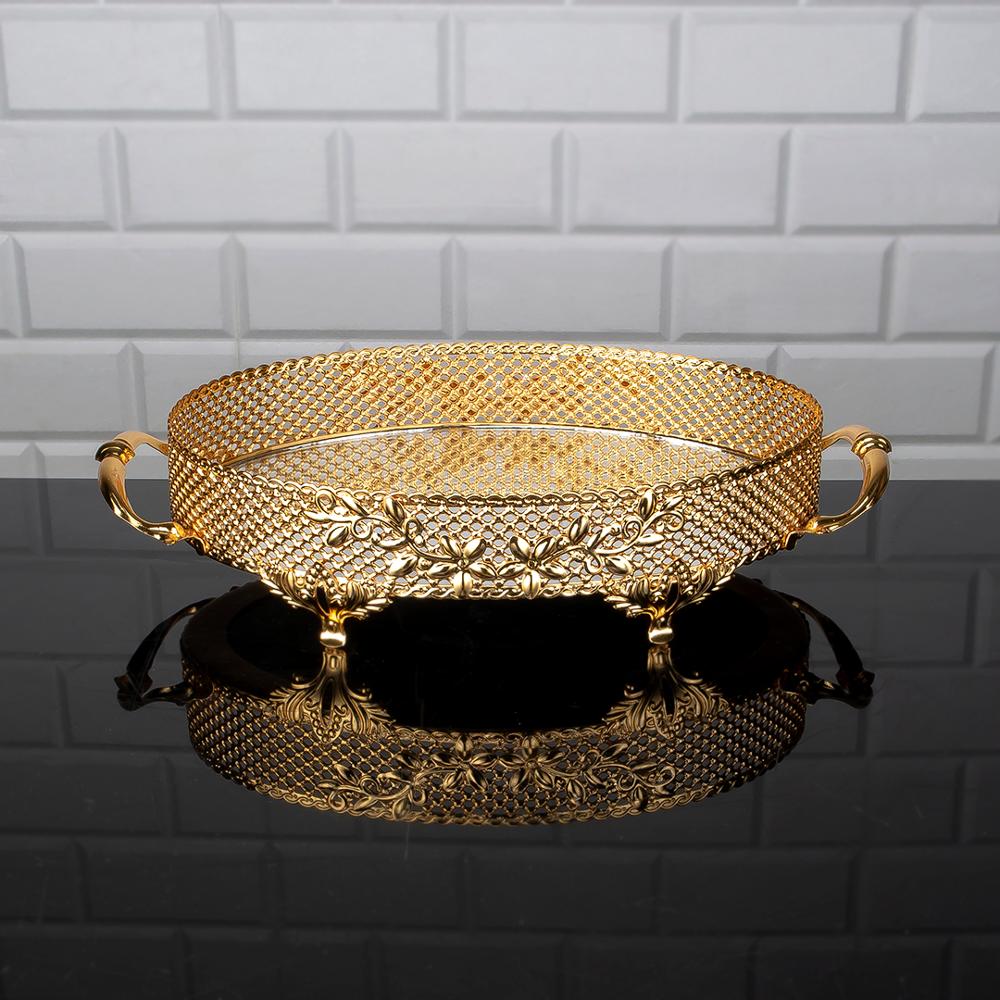 Serving Oval Tray Golden Silver Big Medium Small Hurrem Turkish Ottoman Style Plate Cake Glass Cookie Sweet Dessert