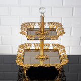 Serving Tray 2 floors Rhinestones Use the Cookie Plate Golden Silver Big Small Square