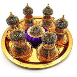 Set of 6 Swarovski Turkish Coffee Cups Set Arabic Coffee Set Handmade Tea Cups Set Set in Espresso Copper Coffee set