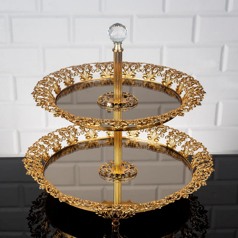 Service Tray Plate Rhinestones 2 Floor Cookie Macaron Sweet Dessert Serving Tray