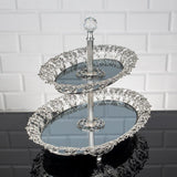 Serving Tray Plate Rhinestones 2 Floor Cookie Macaron Sweet Dessert Service Oval Golden Silver