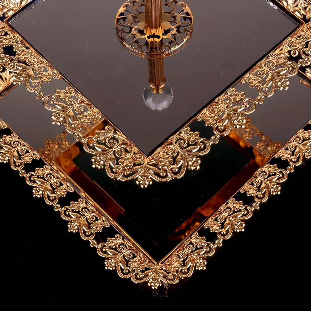 Serving Tray 2 floors Rhinestones Use the Cookie Plate Golden Silver Big Small Square