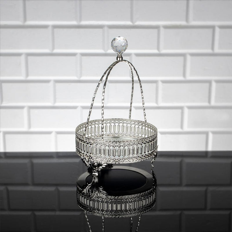 Serving Basket Silver Golden Round Tray Turkish Ottoman Style Plate Cake Bell Jar Cookie Macaron Sweet Dessert Serving