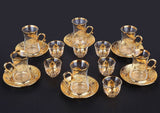 18 pieces Authentic Turkish Tea Cups And Saucers Set For Six Person