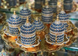Set of 6 Swarovski Turkish Coffee Cups Set Made in Turkey Arabic Set Handmade Tea Cups Espresso Set Copper Coffee set
