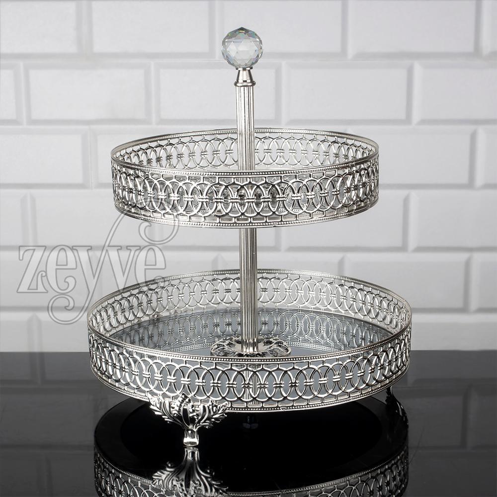 Service Tray Plate Rhinestones 2 Floor Cookie Macaron Sweet Dessert Serving Tray