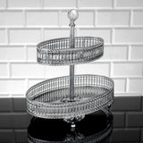 Serving Tray Plate Rhinestones 2 Floor Cookie Macaron Sweet Dessert Service Oval Golden Silver