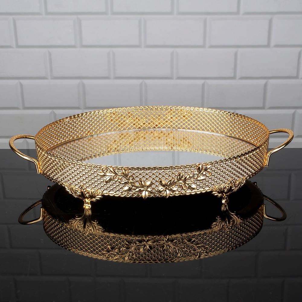 Serving Oval Tray Golden Silver Big Medium Small Hurrem Turkish Ottoman Style Plate Cake Glass Cookie Sweet Dessert