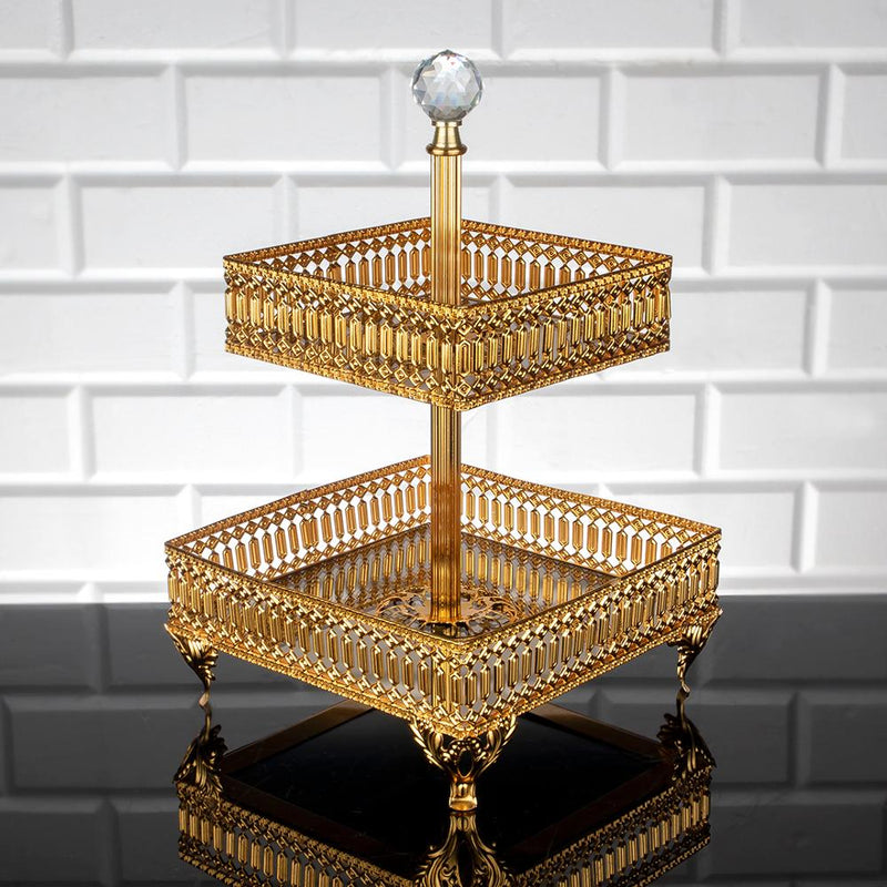 Service Tray Plate Rhinestones 2 Floor Cookie Macaron Sweet Dessert Serving Tray