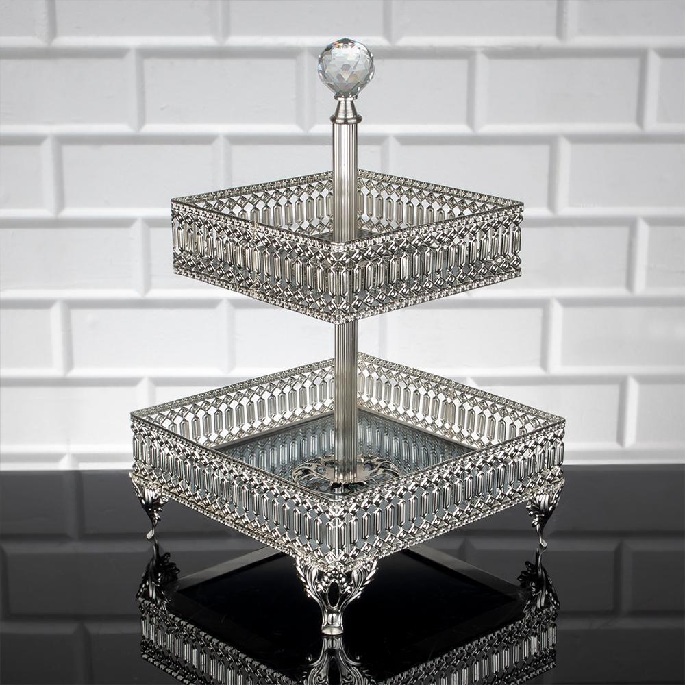 Service Tray Plate Rhinestones 2 Floor Cookie Macaron Sweet Dessert Serving Tray