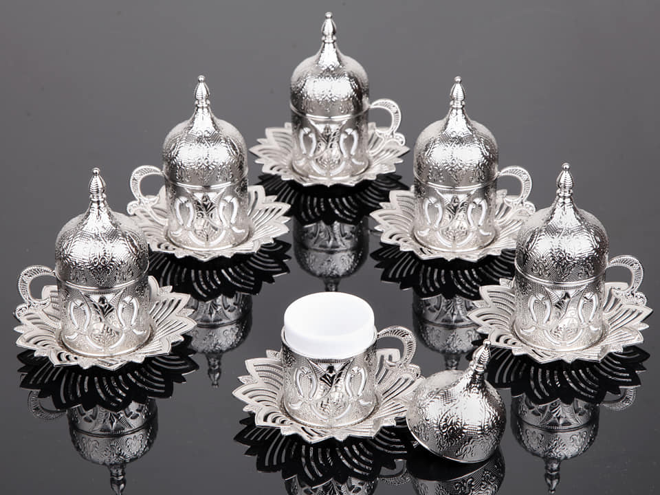 Seti 6 English coffee cap set Arabic coffee set handmade tea cups cap kit set Espresso coffee set of copper