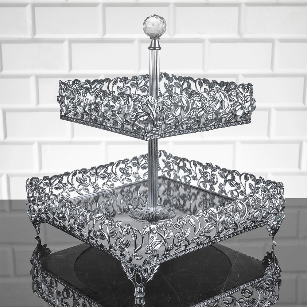 Service Tray Plate Rhinestones 2 Floor Cookie Macaron Sweet Dessert Serving Tray