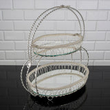 Serving Tray Plate Rhinestones 2 Floor Cookie Macaron Sweet Dessert Service Oval Golden Silver