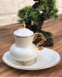 Turkish Coffee Cups and Saucers Serving Set with Lids Ceramic Coffee Mugs Best for Home Decor Demistasse Porcelain Coffee Set