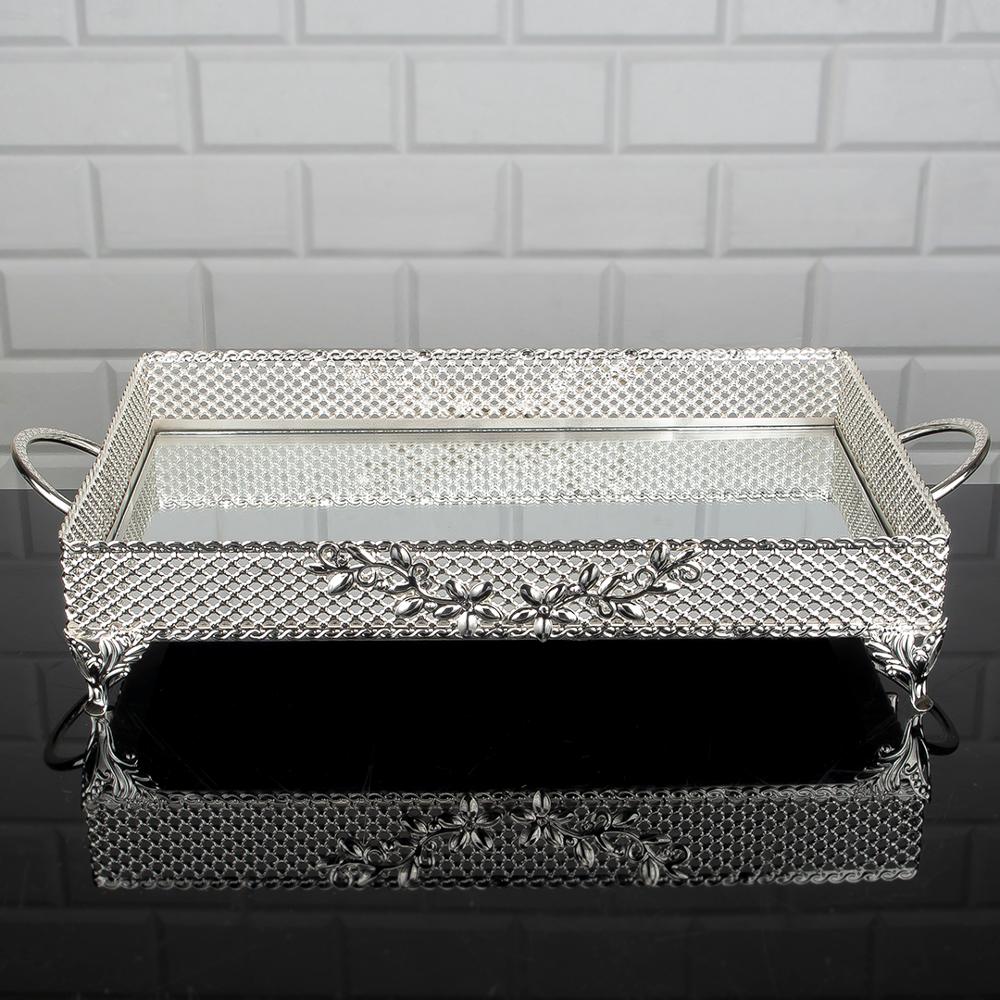 Service Rectangle Square Tray Golden Silver Big Medium Small Hurrem Turkish Ottoman Style Plate Cake Glass Cookie Sweet Dessert