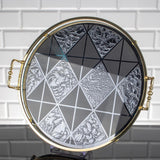 Serving Round Glass Mirror Tray Silver Golden Turkish Ottoman Style Plate Cake Bell Jar Glass Cookie Macaron Sweet Dessert