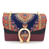 Fashion Girl Vintage Bohemian Woven Women Retro Weave Feather Tassel Flip Cover Crossbody Bag Shoulder Bag