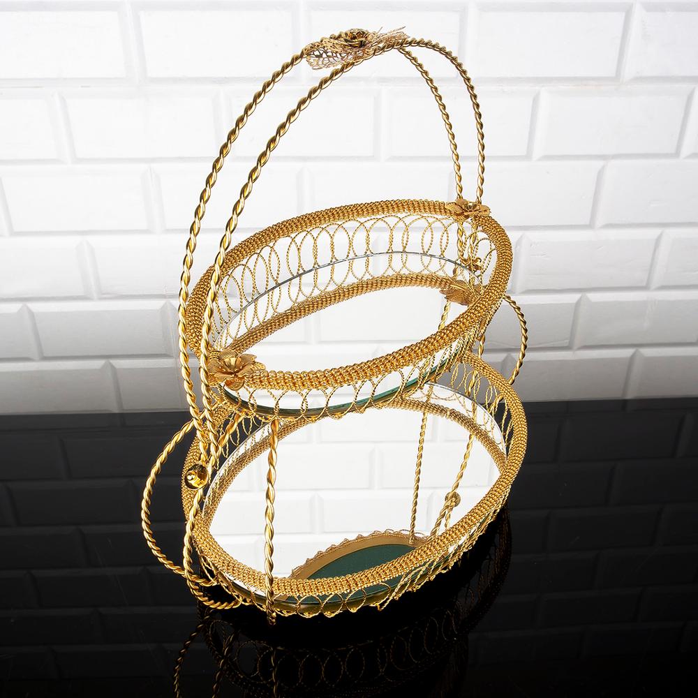 Serving Tray Plate Rhinestones 2 Floor Cookie Macaron Sweet Dessert Service Oval Golden Silver