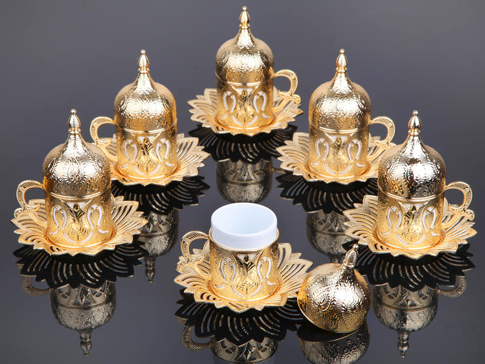 Seti 6 English coffee cap set Arabic coffee set handmade tea cups cap kit set Espresso coffee set of copper
