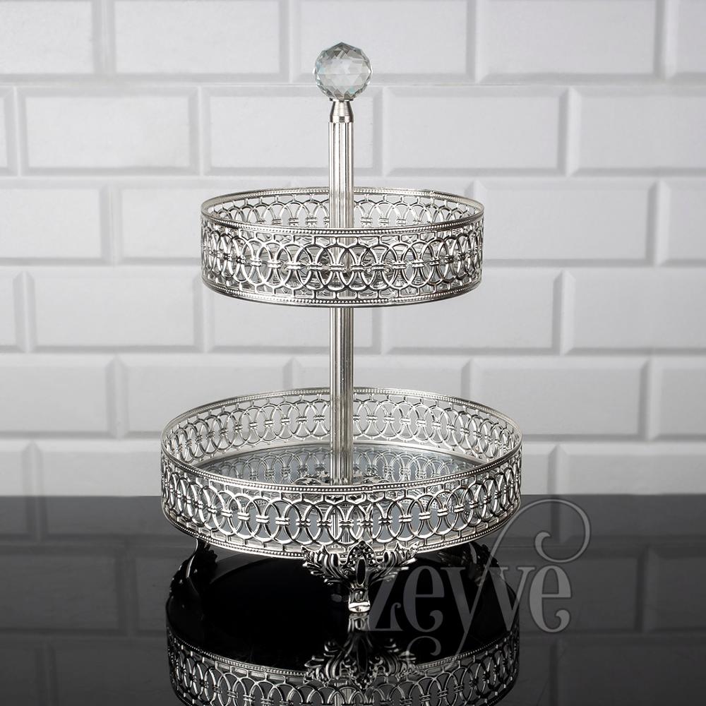 Service Tray Plate Rhinestones 2 Floor Cookie Macaron Sweet Dessert Serving Tray