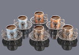 Turkish Golden Coffee Cups and Saucers Serving Set Ceramic Coffee Mugs Best for Home Decor Demistasse Porcelain Coffee Set