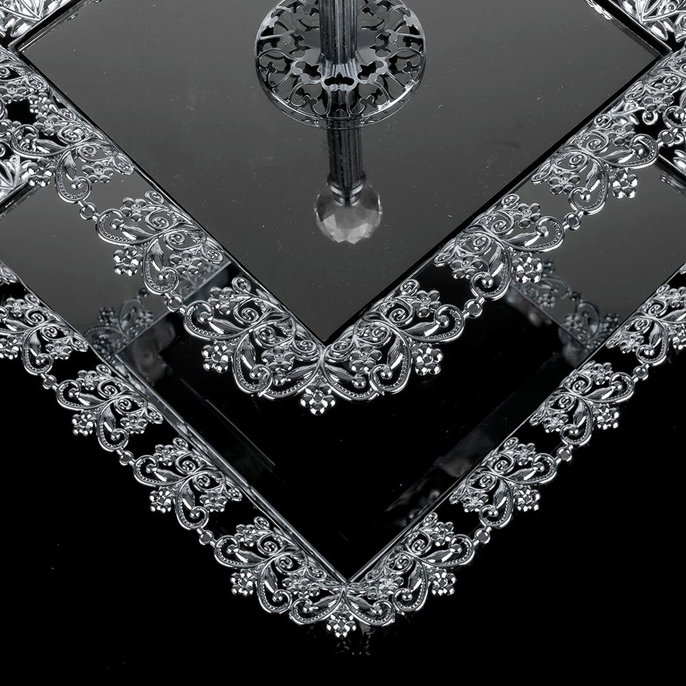 Serving Tray 2 floors Rhinestones Use the Cookie Plate Golden Silver Big Small Square