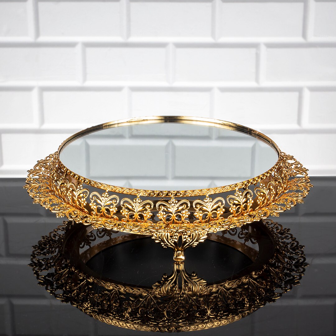 Service Tray Hurrem Style Plate Cake Bell Jar Glass Cookie Macaron Sweet Dessert Serving Tray