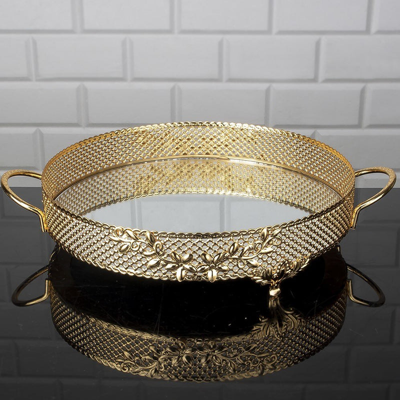 Service Round Tray Golden Silver Big Medium Small Hurrem Turkish Ottoman Style Plate Cake Glass Cookie Sweet Dessert