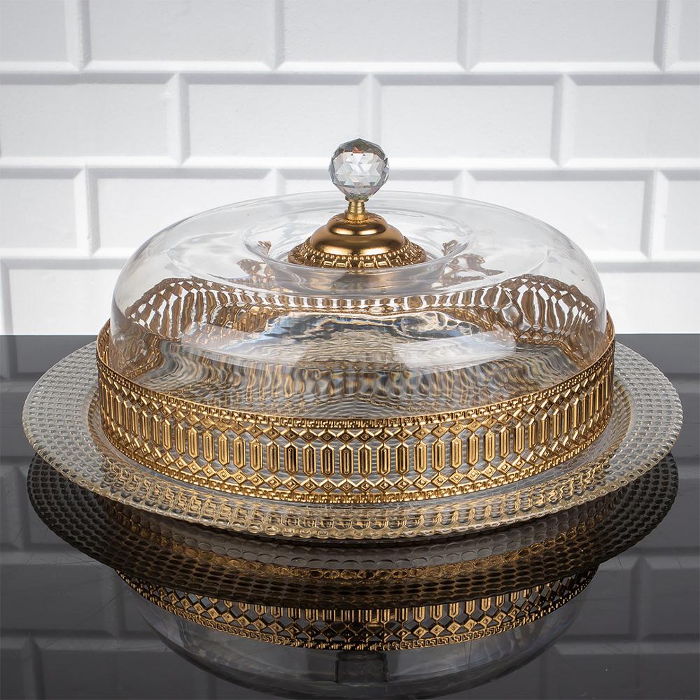 Service Tray Hurrem Style Plate Cake Bell Jar Glass Cookie Macaron Sweet Dessert Serving Tray