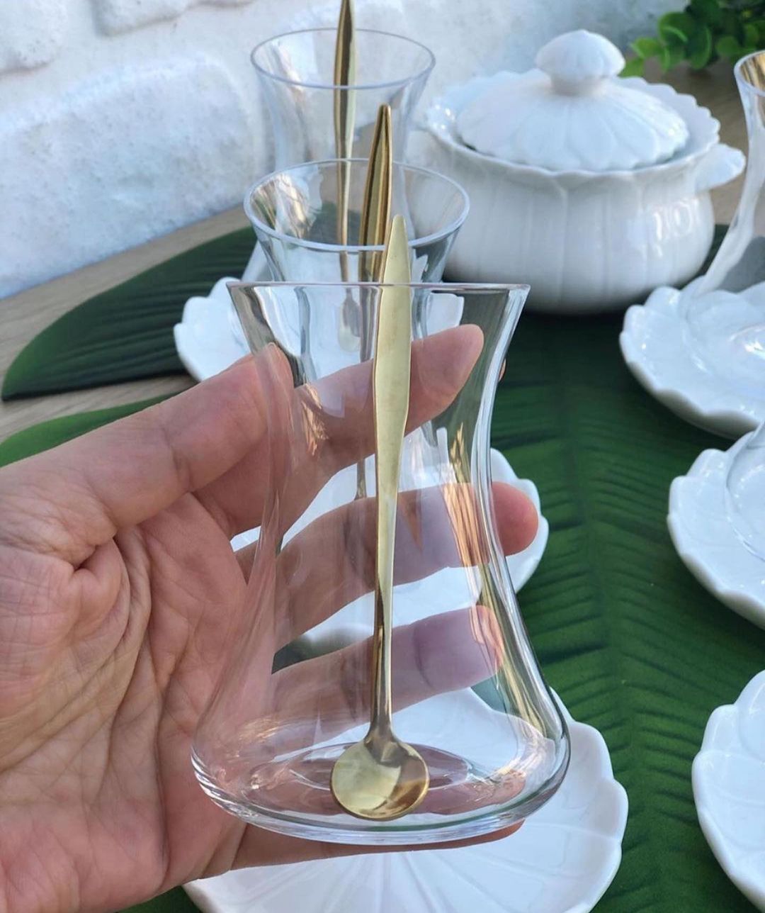 White Sweet Tea Cups And Saucers Set For Six People Made in Turkey