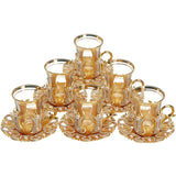 Turkish Green Tea Glasses Set of Decorated Type with Swarovski Crystals and Pearl English Arabic Tea Cups Made in Turkey
