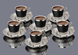 Turkish Golden Coffee Cups and Saucers Serving Set Ceramic Coffee Mugs Best for Home Decor Demistasse Porcelain Coffee Set