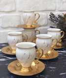 ACAR Gold Turkish High Quality Porcelain Coffee Cups and Saucers Set Ceramic Coffee Mugs Best for Home Decoration Demistasse Coffee Set