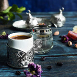 Premium kwaliteit porselein en zilver Ottomaanse Turks-Arabische Griekse stijl Authentieke espressokopschotel 