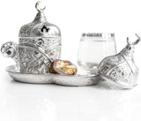 Premium kwaliteit porselein en zilver Ottomaanse Turks-Arabische Griekse stijl Authentieke espressokopschotel 