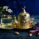 Premium kwaliteit porselein en goud messing Turks Arabisch Griekse stijl authentieke espresso koffiekopschotel 