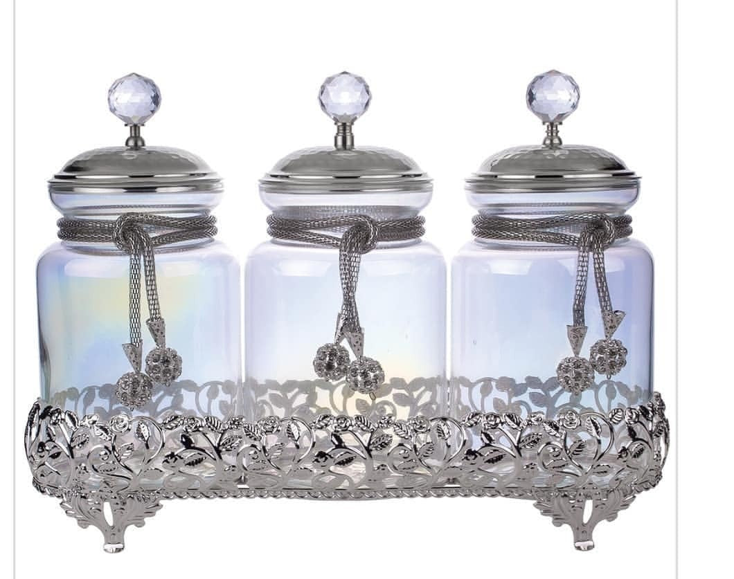 Glass Spice Hurrem Style With Jar Spice Container 3 Pcs/Set Organizer Cans Pepper Shaker Storage Box With Tray Kitchen