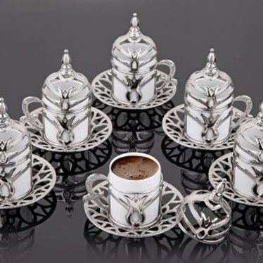 Seti 6 English coffee cap set Arabic coffee set handmade tea cups cap kit set Espresso coffee set of copper