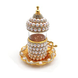 Authentieke handgemaakte Swarovski Turkse thee koffie serveerbeker glazen set 