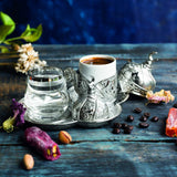 Premium Quality Porcelain & Silver Ottoman Turkish Arabic Greek Style Authentic Espresso Coffee Cup Saucer