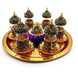 Set van 6 Swarovski Turkse koffiekopjes Set Arabische koffieset Handgemaakte theekopjesset in espressokoper koffieset