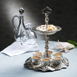 Turkish Silver Plated Coffee Set Mırra, arabic Coffee Serving Cups Set Two Tier Cake Stand Afternoon Tea Wedding Plates Party